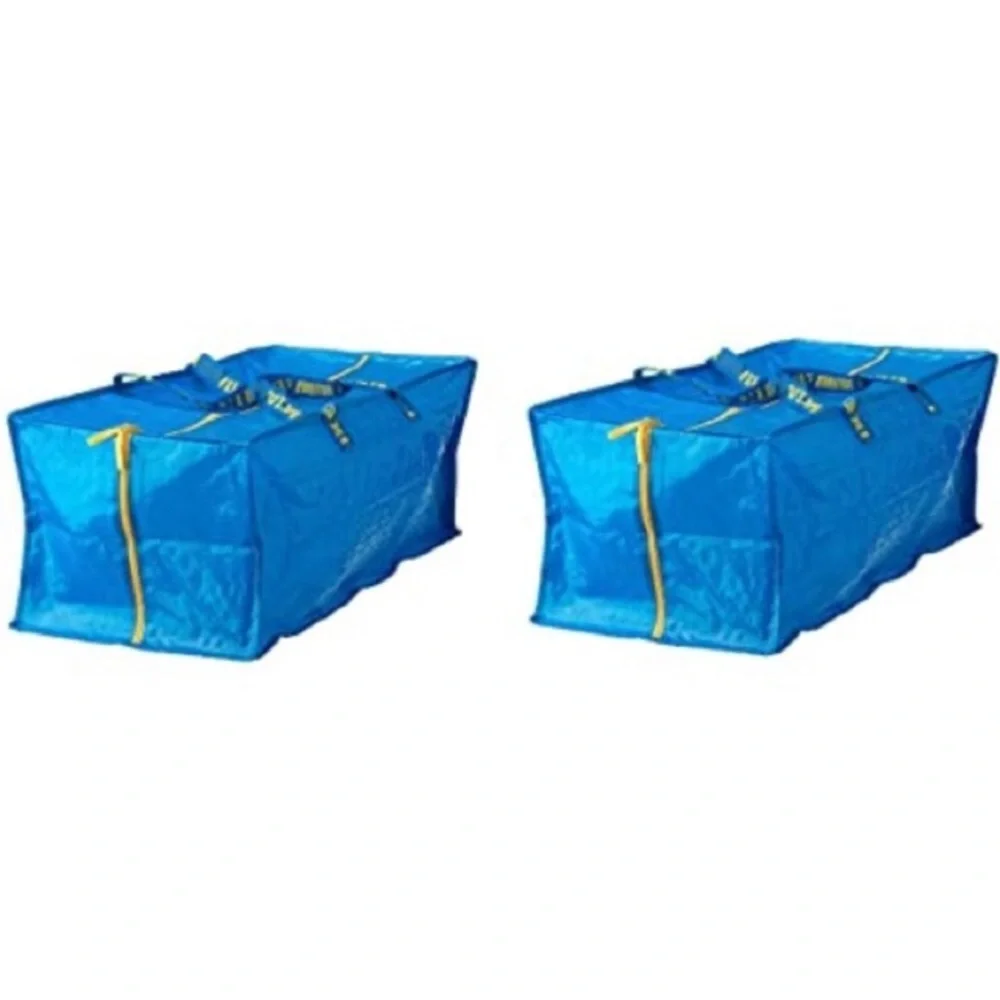 2 IKEA Reusable Frakta Zipper Tote Bags Large Backpack Bag NEW NWT